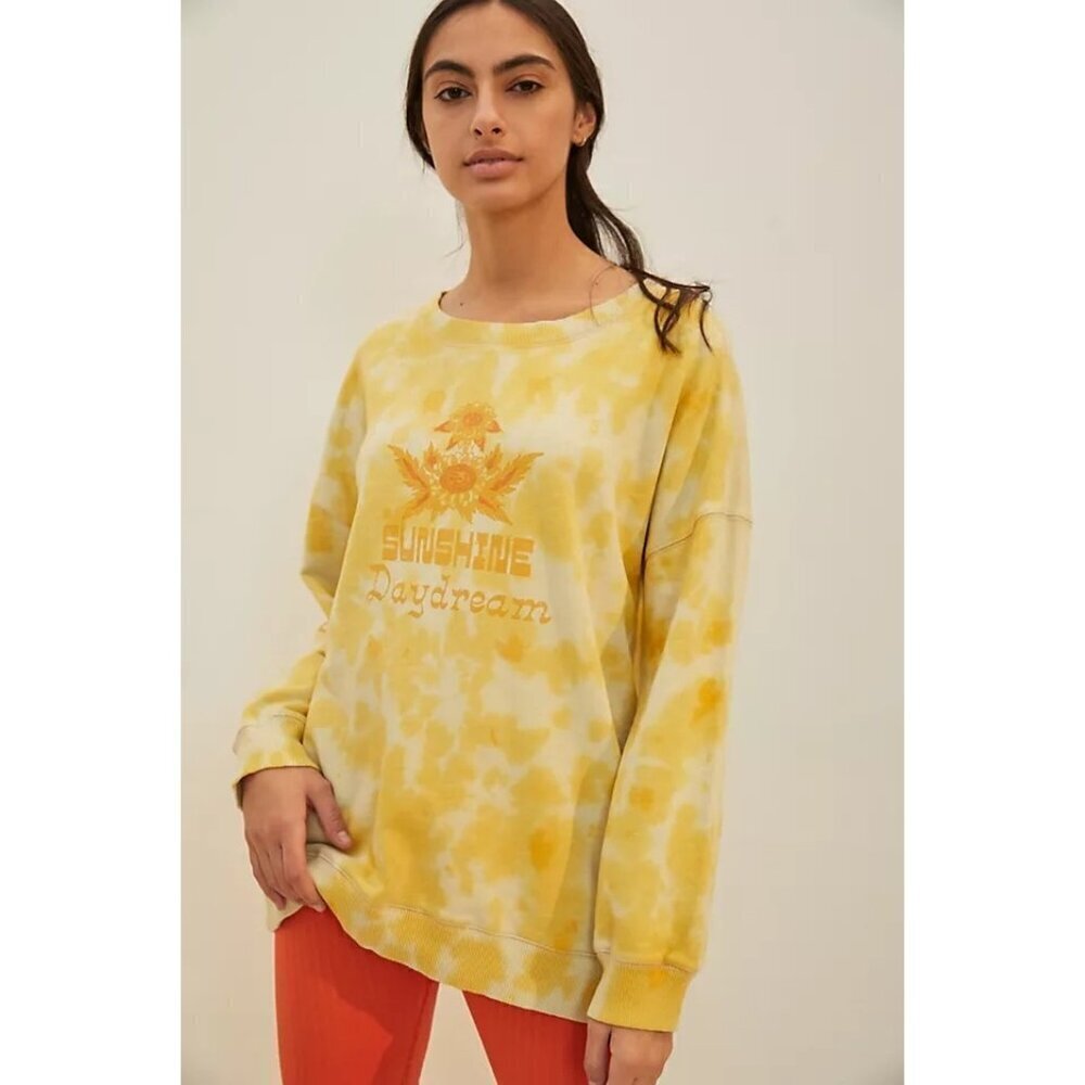 Anthropologie Sunshine daydreamer yellow tie dye sweatshirt size M